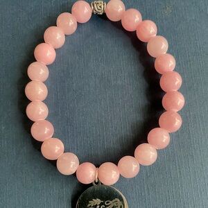 Blush Pink Jade Bracelet  Stainless Steel Charm
2 Queen and 2 Blessed